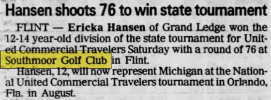Southmoor Golf Club Bar & Grill - June 1994 Article